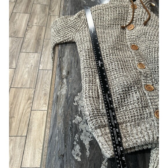 American Stitch Womens Hooded Sweater Medium Elbow Patch Pockets Warm Thick - Picture 10 of 12